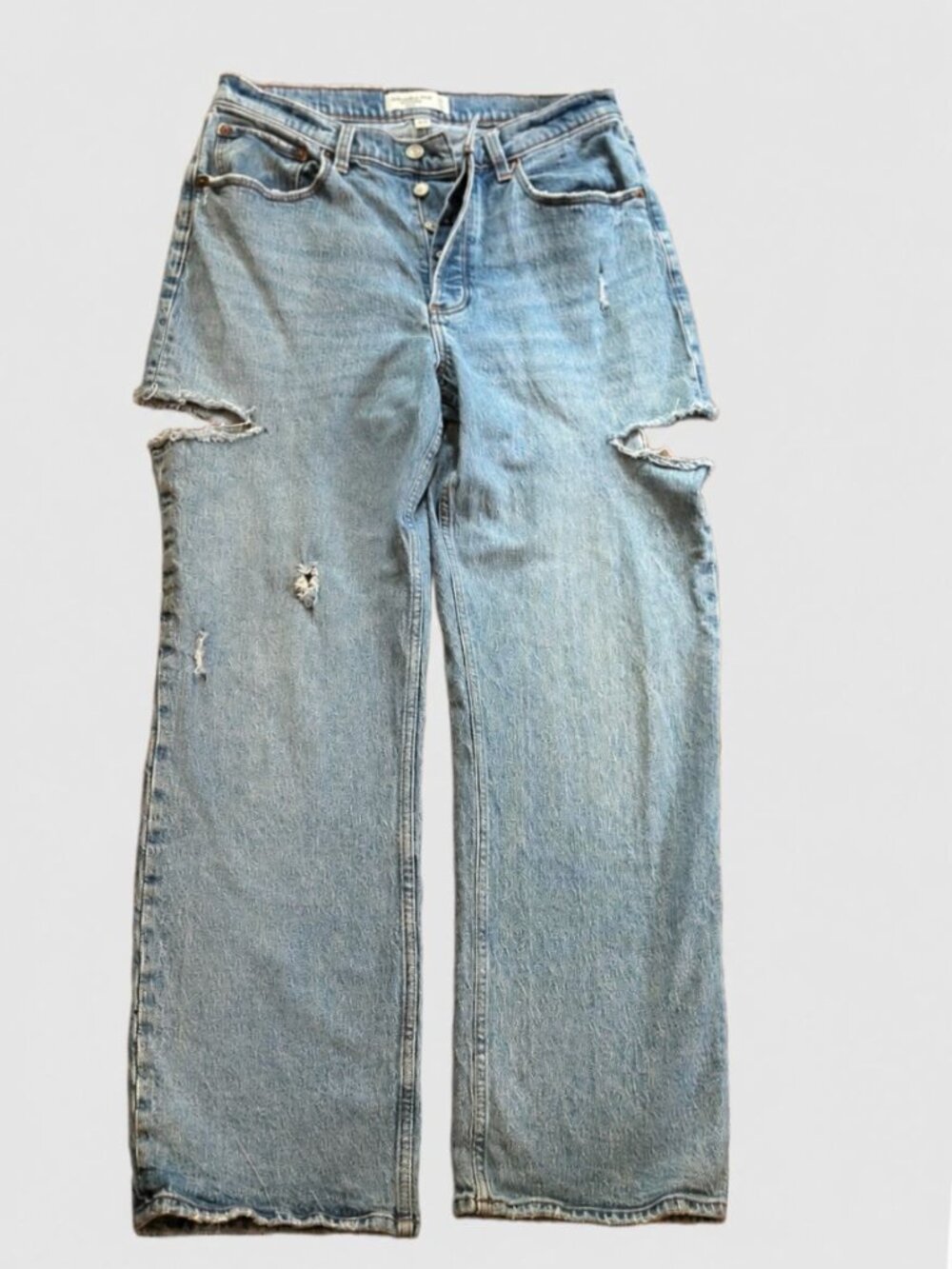Abercrombie & Fitch Curve Love 90s Baggy Low Rise Jeans Womens 29/8R Distressed